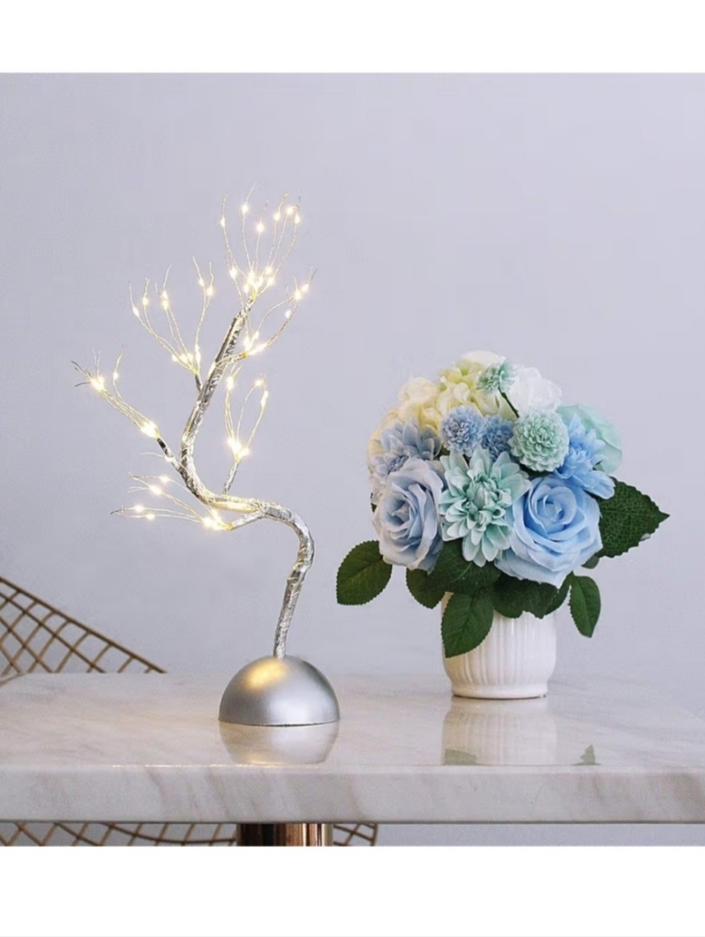 LED Decorative Bonsai Tree Fairy Light - Silver with Warm White Lights